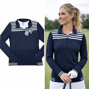 Slazenger Hydro-Dri Quarter Zip Golf Top Navy Size Small UPF 30 NWT